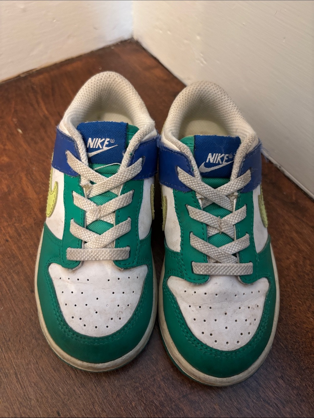 Nike Kids Green, White & Blue Low-Top Sneakers